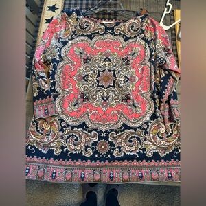 Charter Club Pink and Navy Paisley Blouse